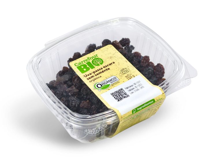 CARREFOUR WHITE LABEL PRODUCT CLAMSHELL WEIGHT YELLOW CORNER X TERRA UVA PASSA ORGANIC GRAPE